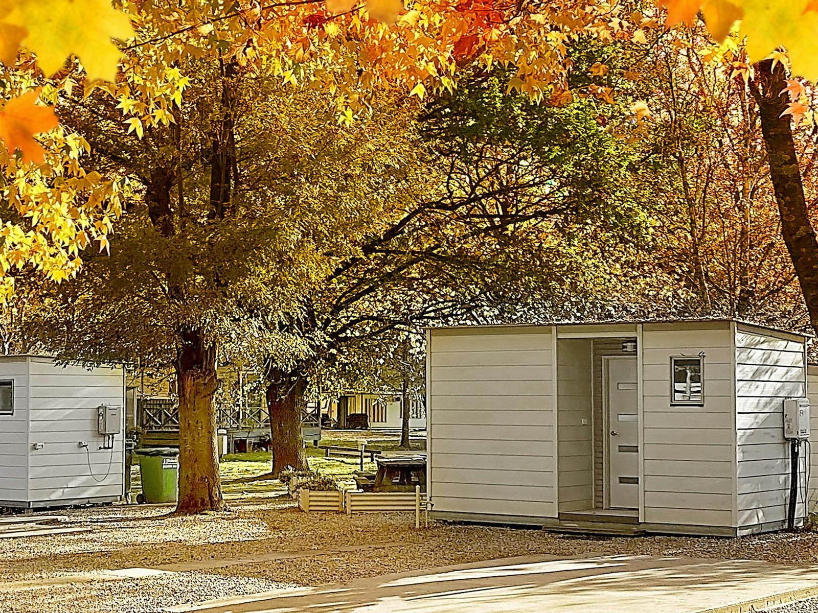 An ensuite site with its own shower, toilet, and vanity offers the ultimate in camping convenience a