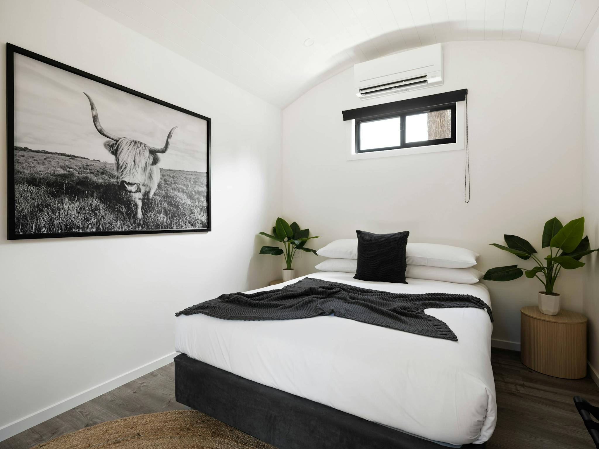 Bedroom of a cabin in bright