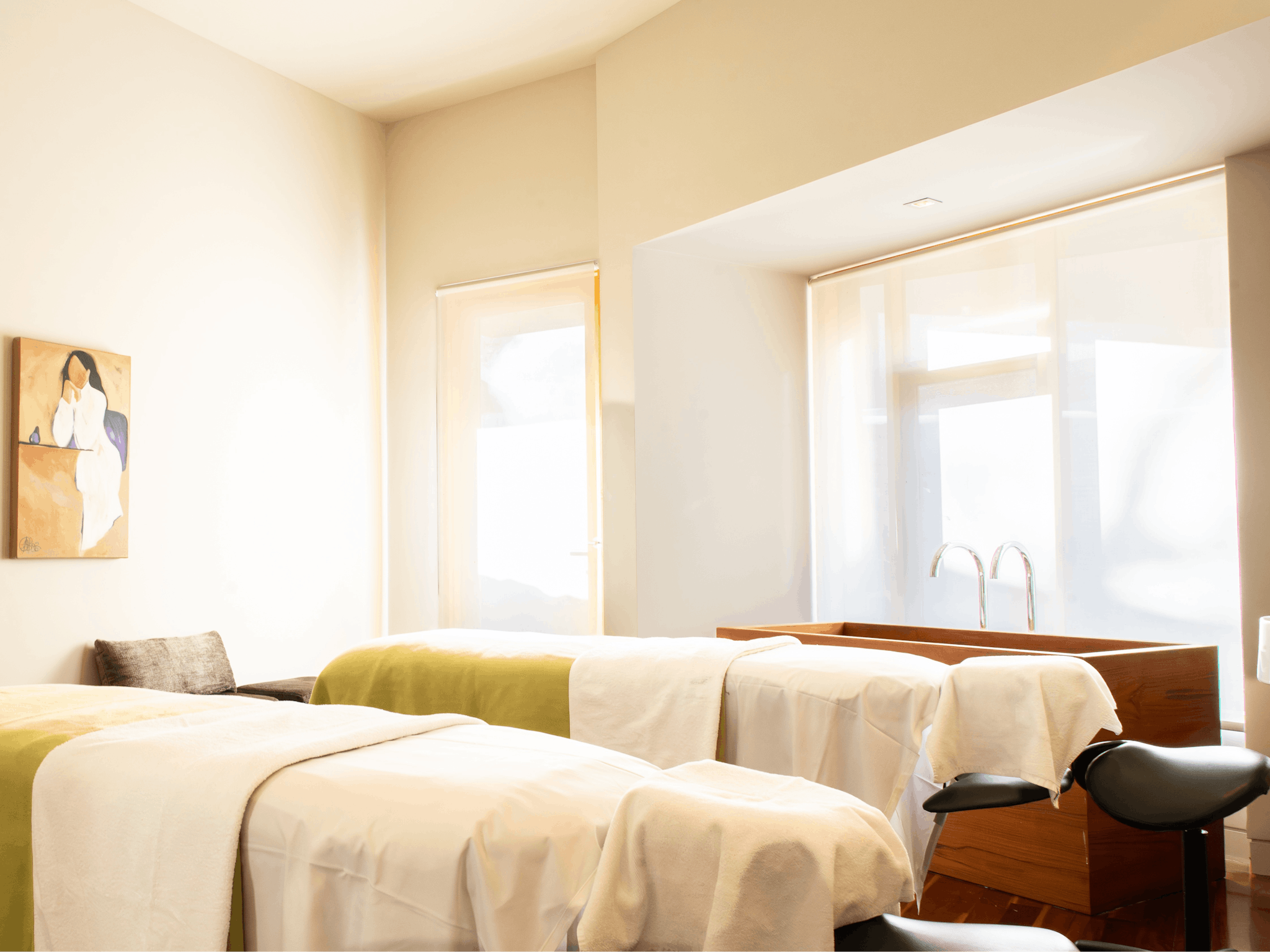 Massage beds in a room