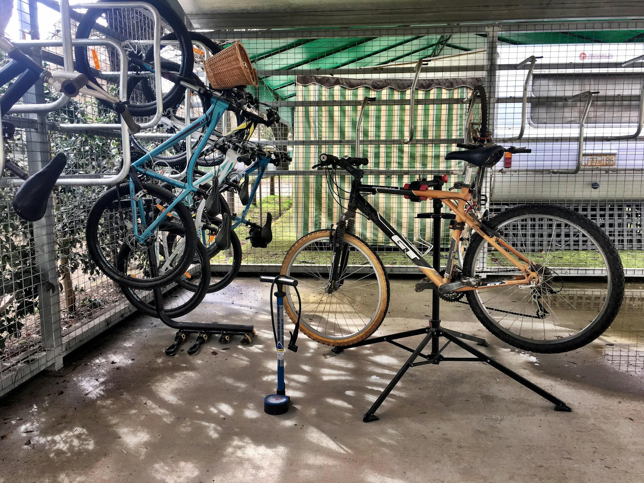 Bike shed with workstation