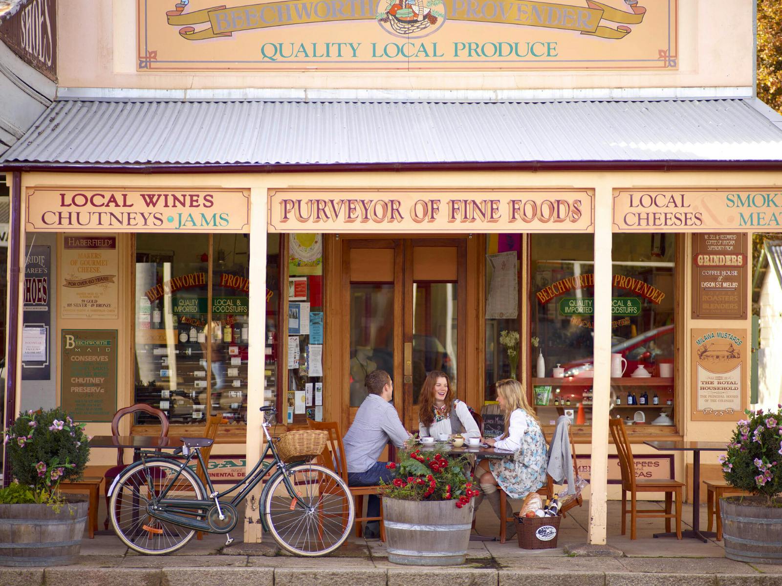 Enjoying the fine produce and goods of Victoria's High Country in Beechworth.