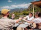 Young people enjoying food, wine and views at RInger Reef