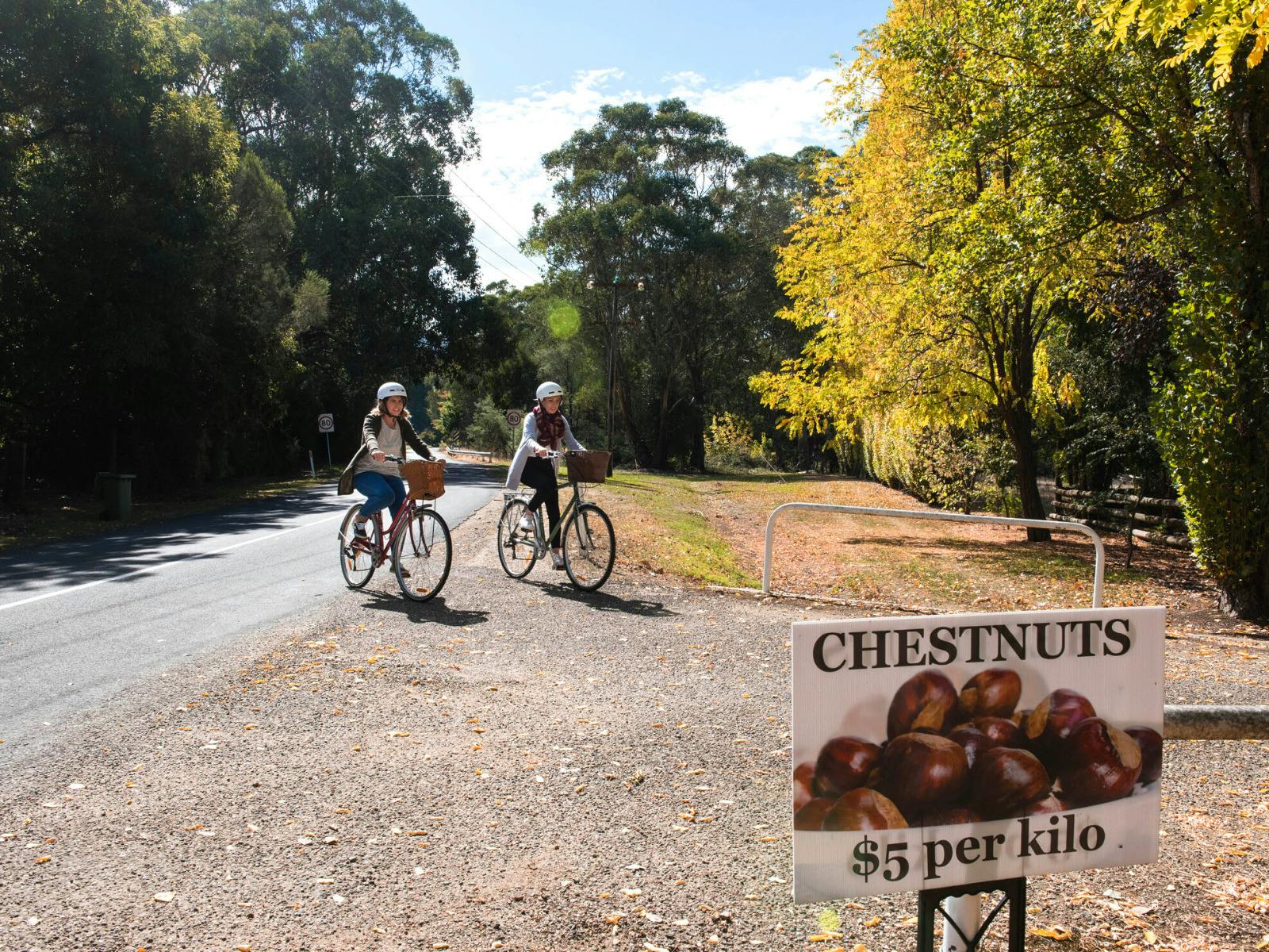 Cycle between honest boxes on the Pedal to Produce section of the trail near Rutherglen.