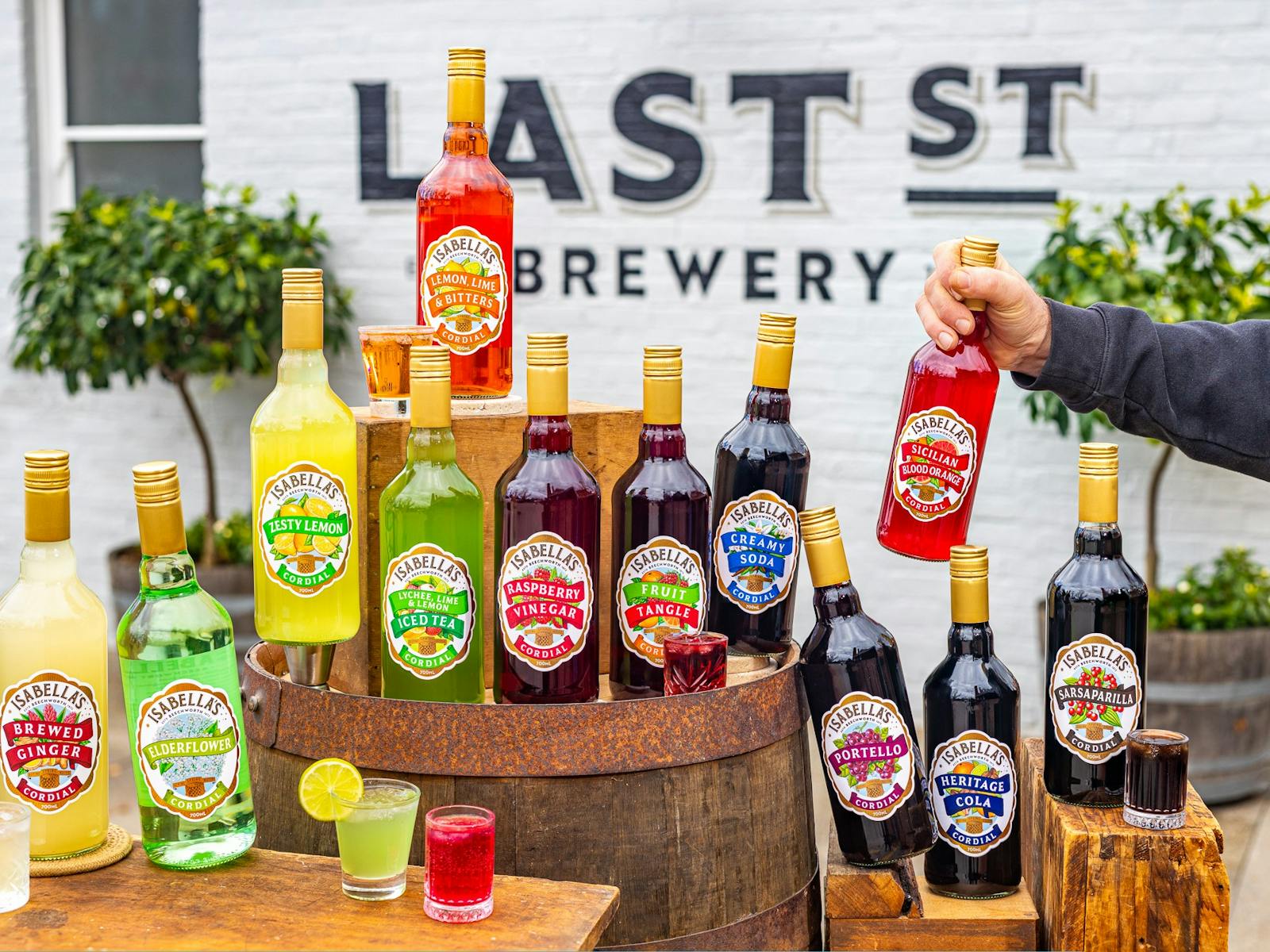 different bottles of cordial at Last St Brewery