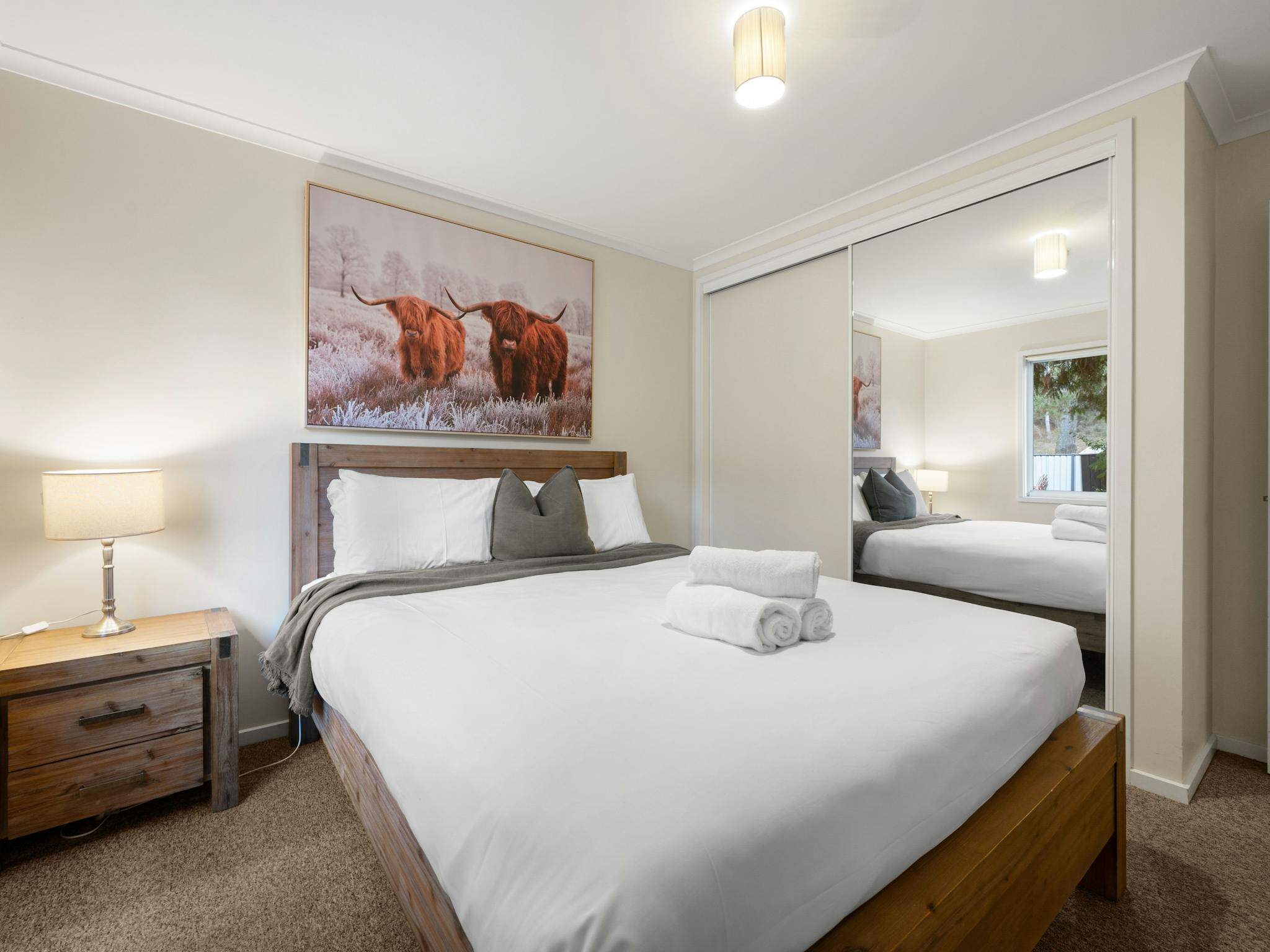 Bedroom with queen bed.