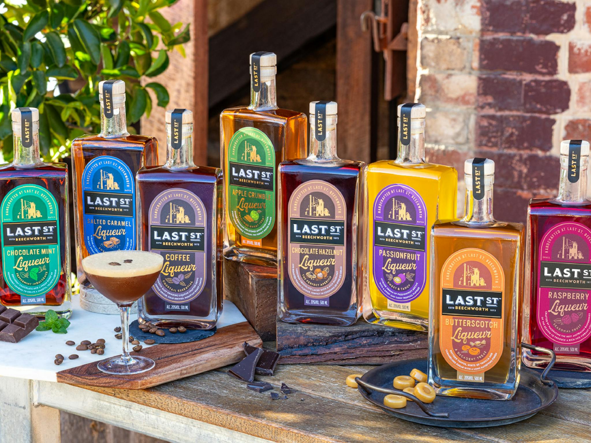 a range of liqueurs in bottles at Last St Brewery