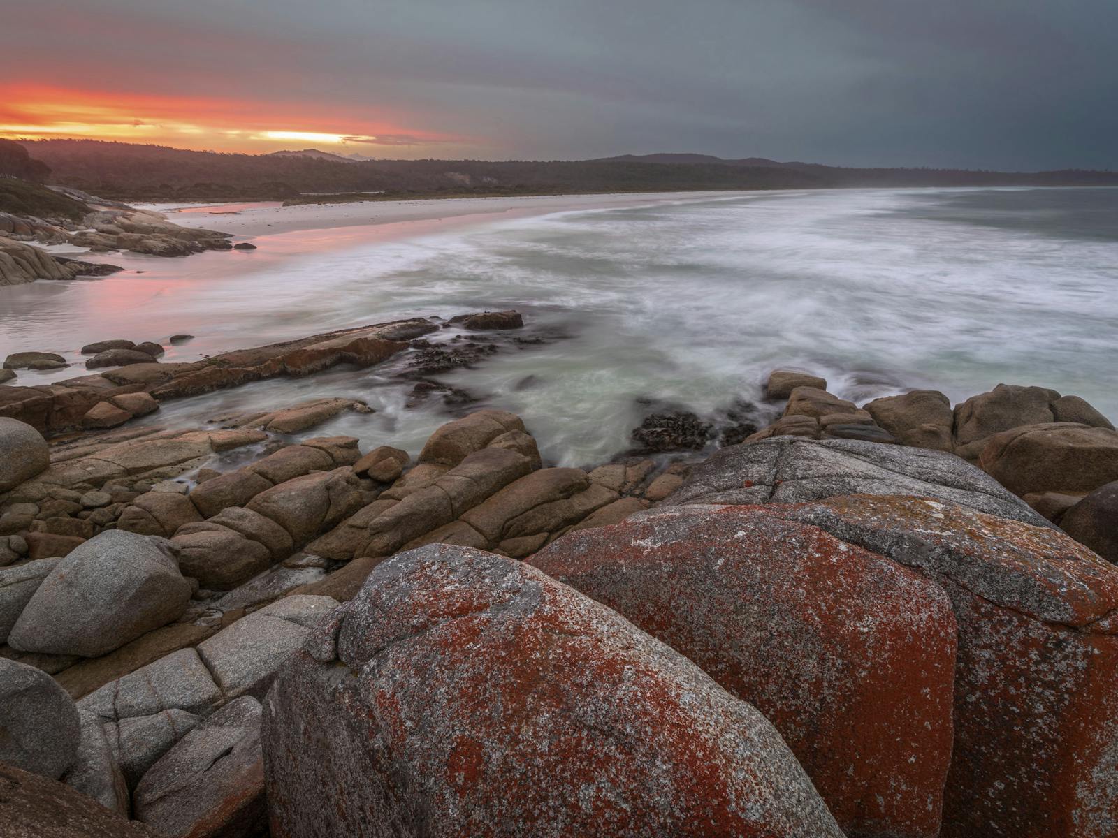 Sunset, Bay of Fires. 3 day private photography workshop available on demand all year round