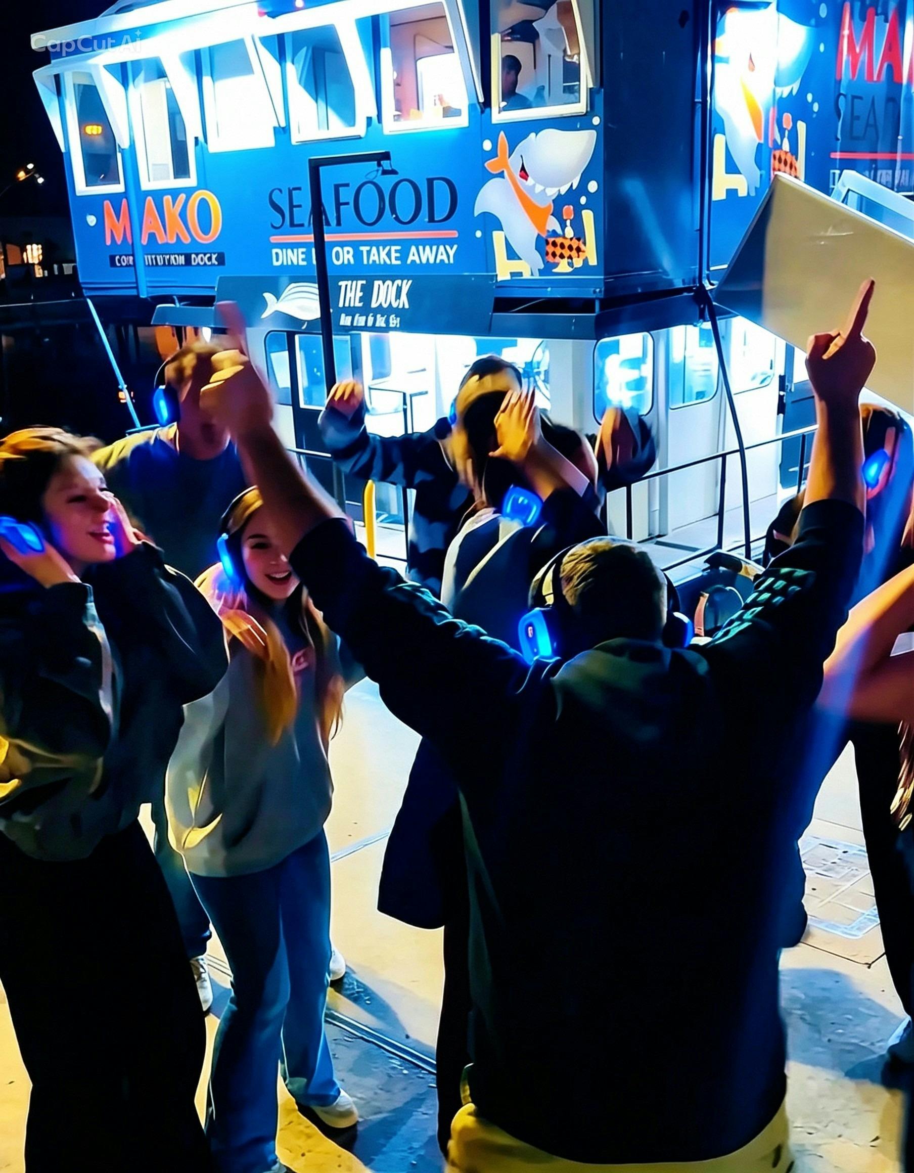 Dancing in the streets during a Silent Disco Walking Tour of Hobart