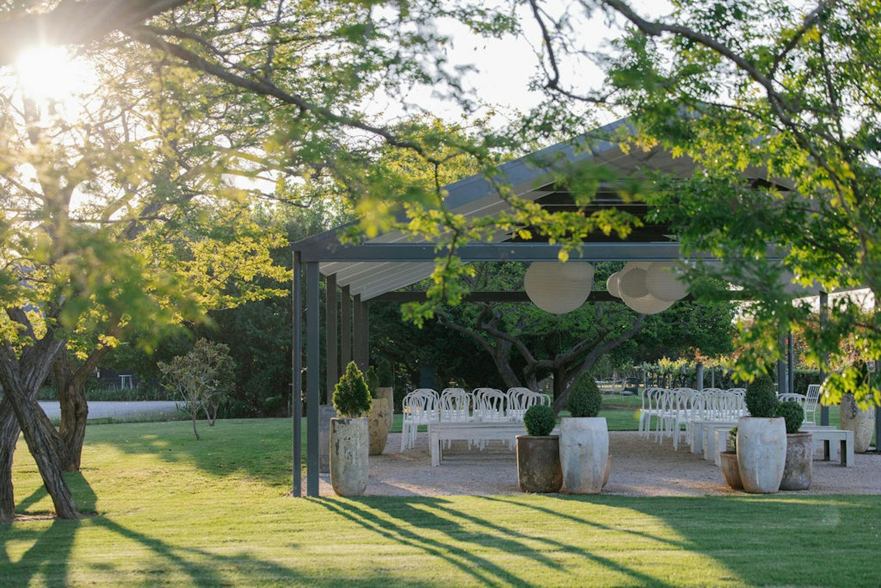 Ceremony Pavilion at golden hour