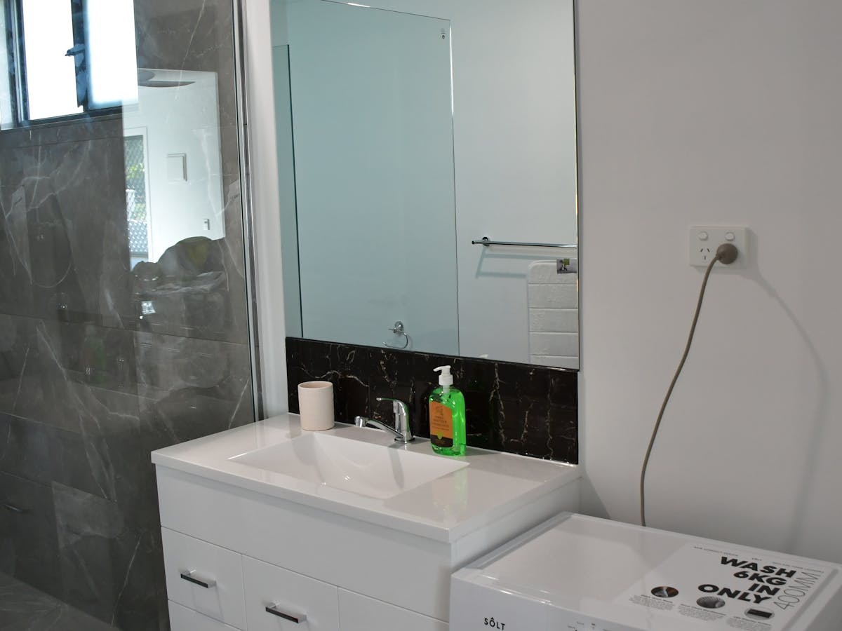 Woodford Serenity Cottage Bathroom Vanity and Washing Machine Woodford Serenity Cottage Bathroom Vanity and Washing Machine
