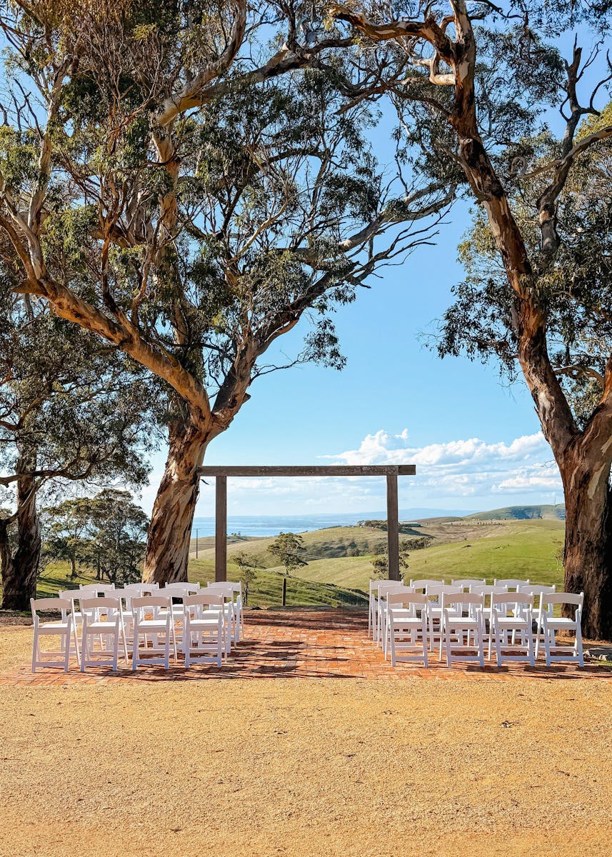 Fleurieu Gin ceremony area overlooking the ocean and hills