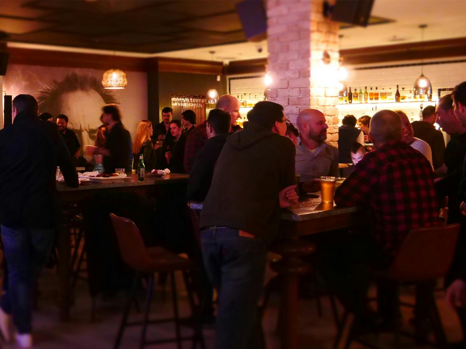 People enjoying a night out in PJs back room