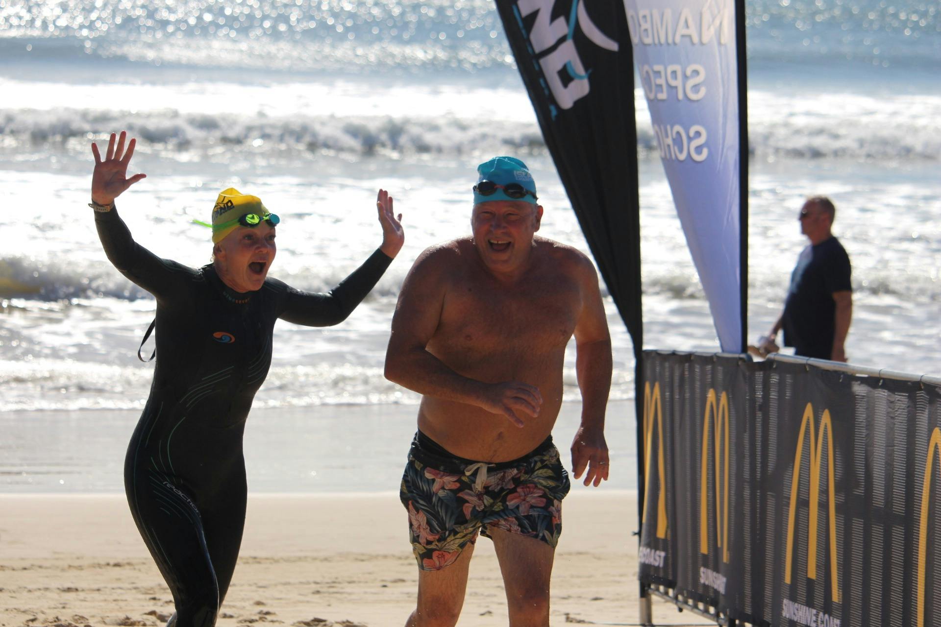 Swimmers Finishing Island Charity Swim Event