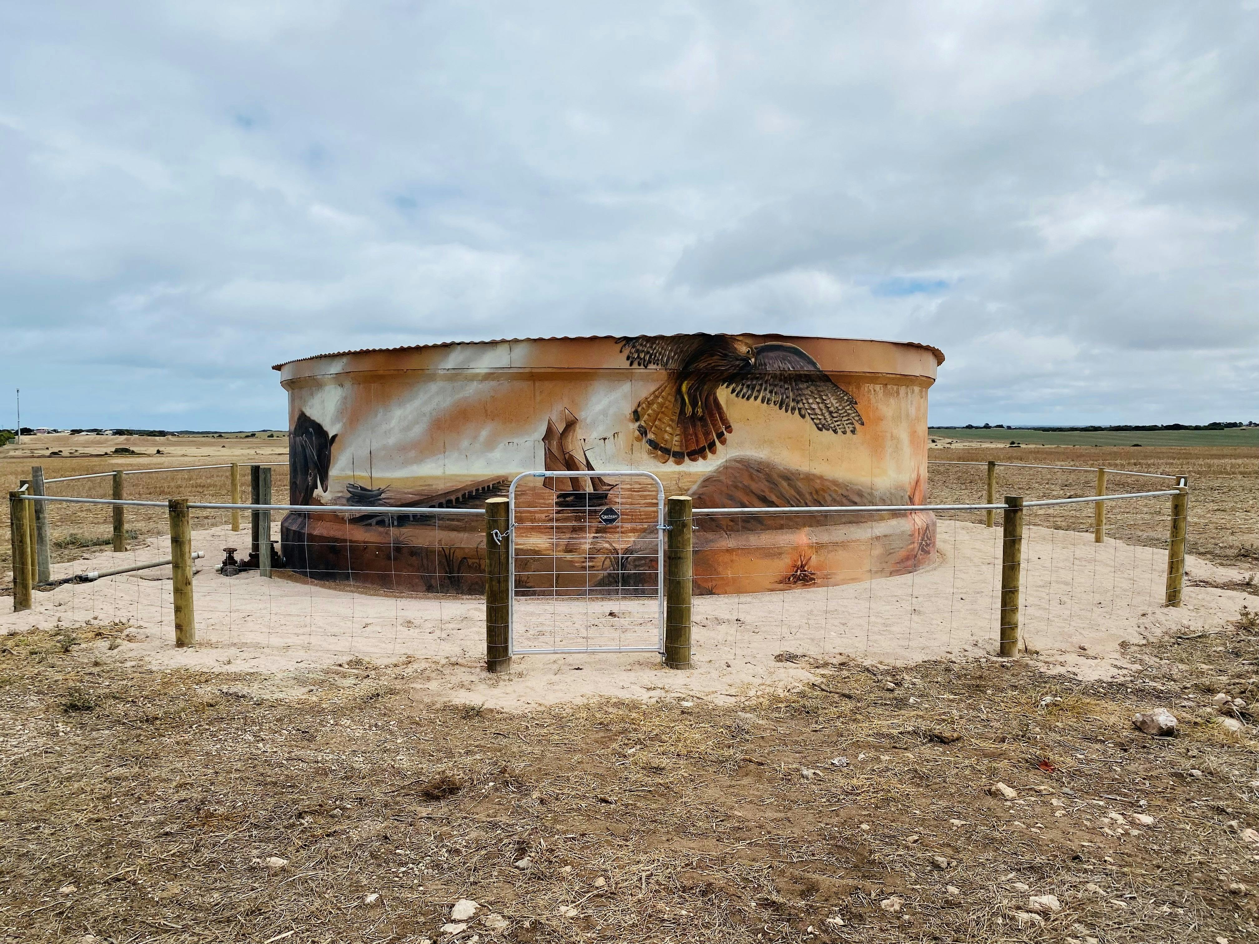 Port Moorowie Water Tank Mural - Wide View
