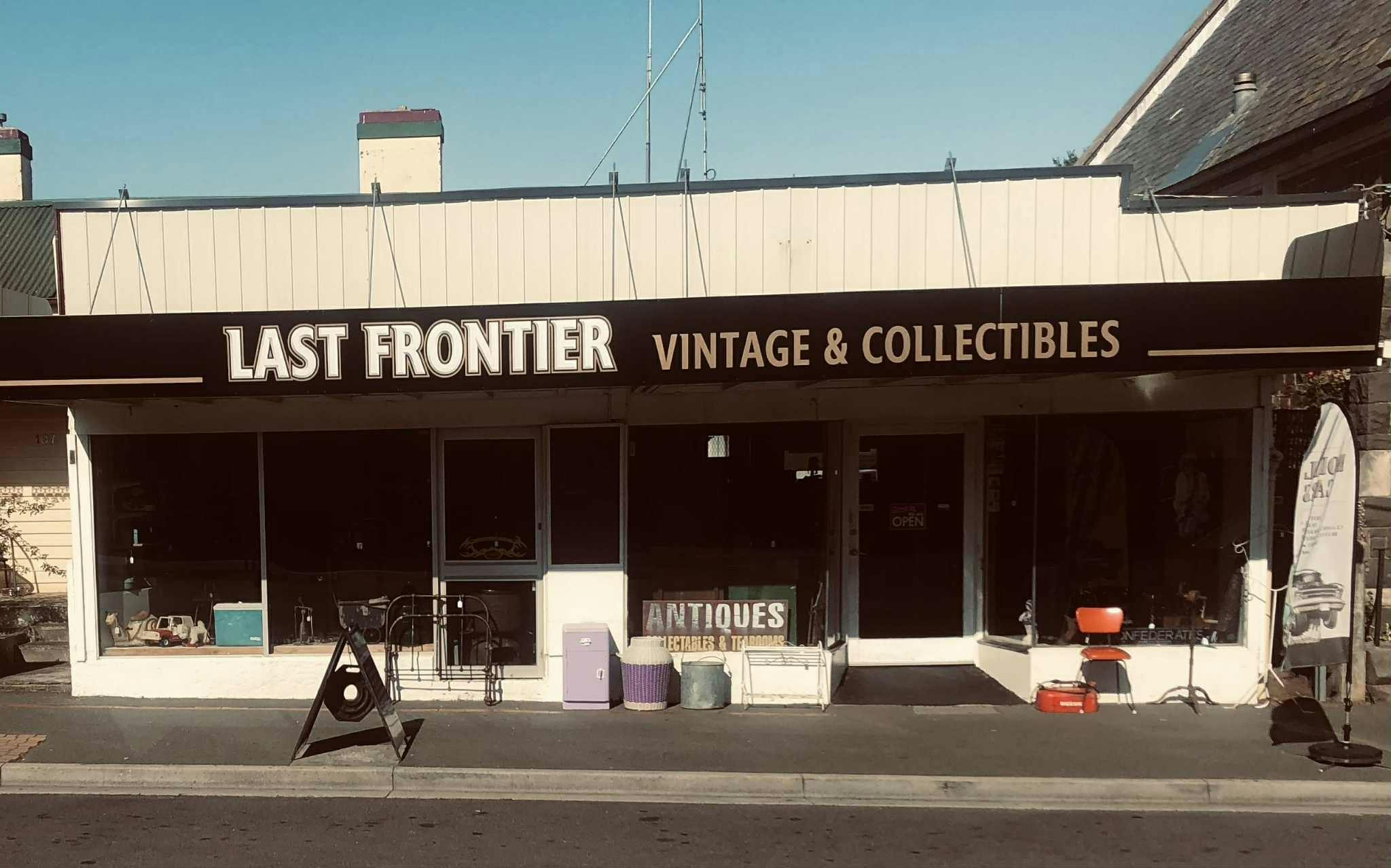 A shopfront showing vintage and collectibles