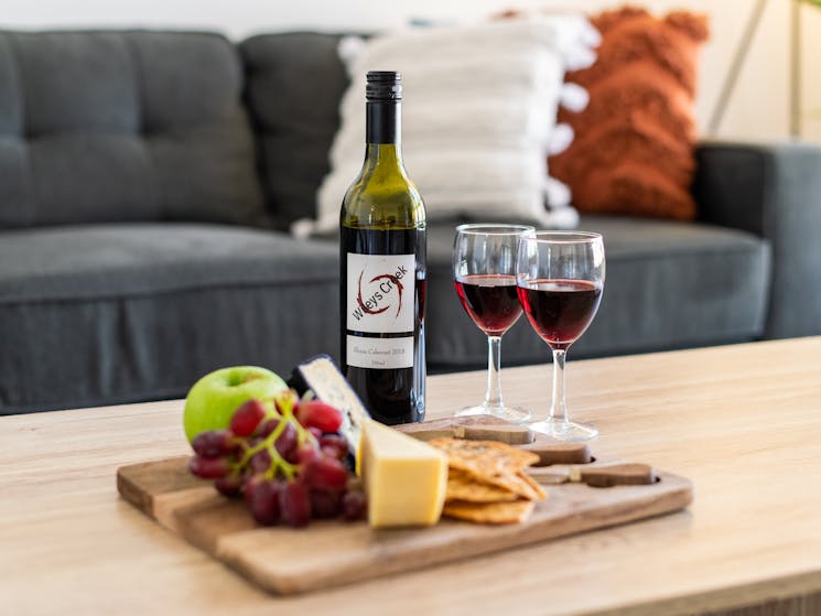 Relax with local wine and cheese