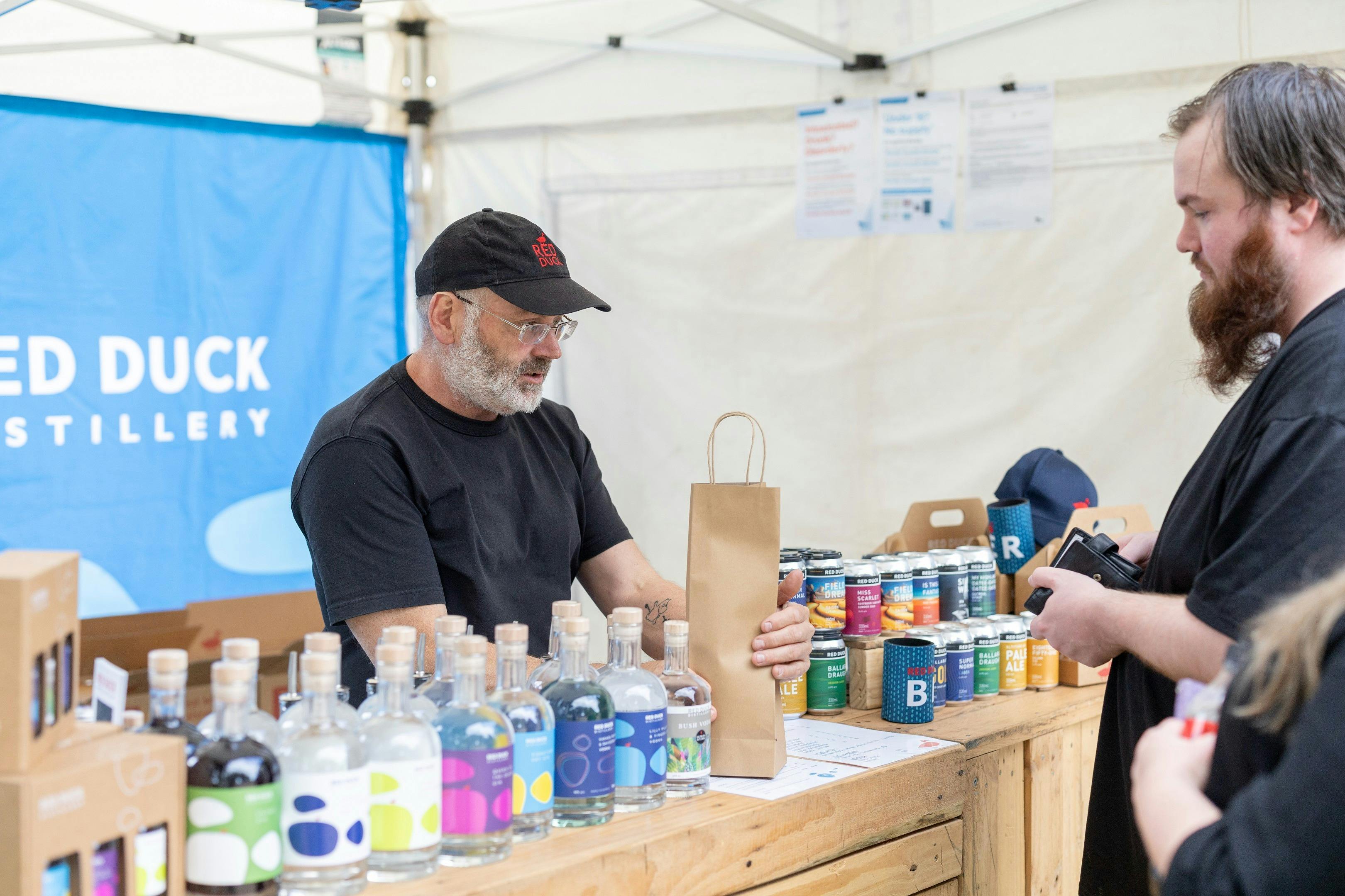 Red Duck spirits stall