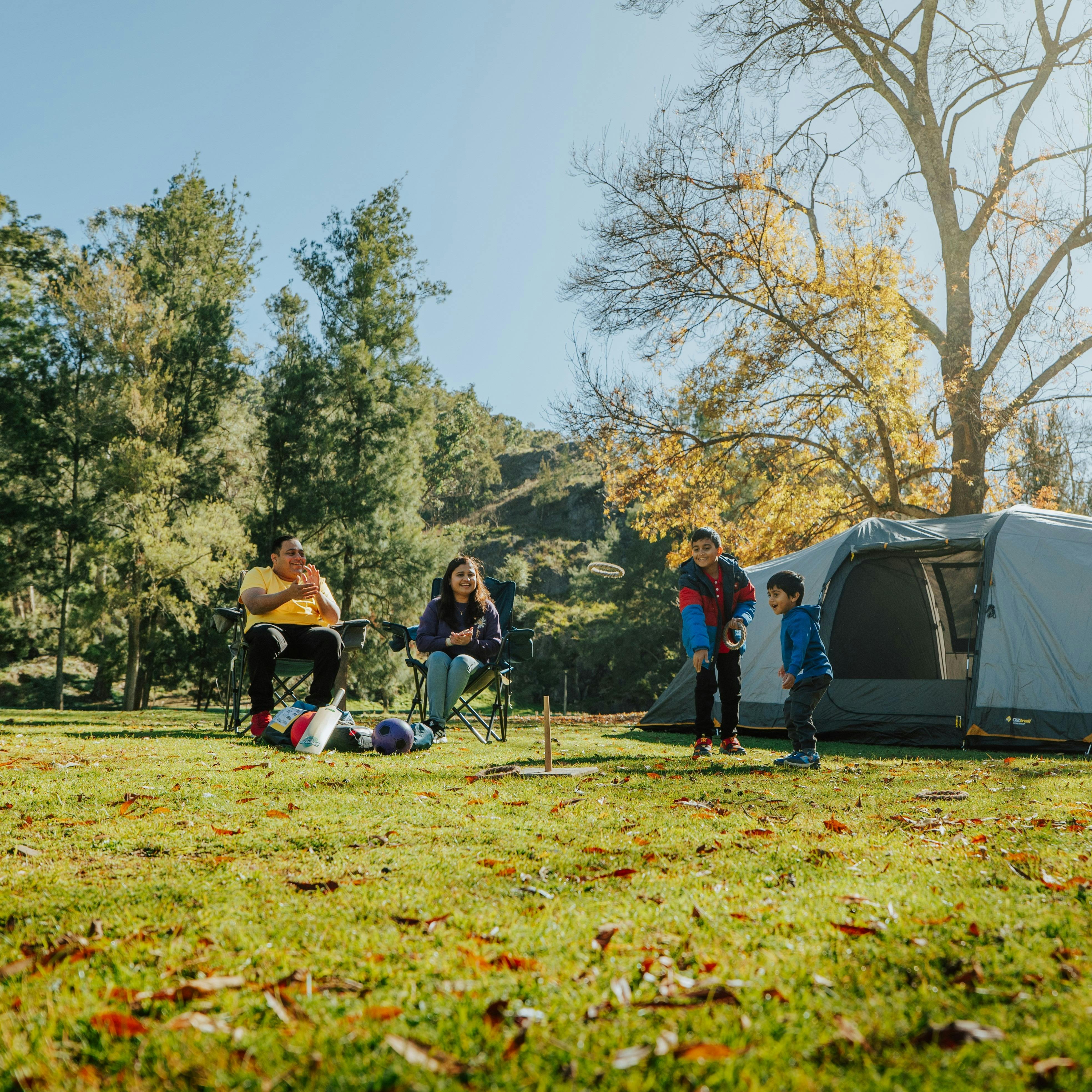 Family camping in Wombeyan Caves campground
