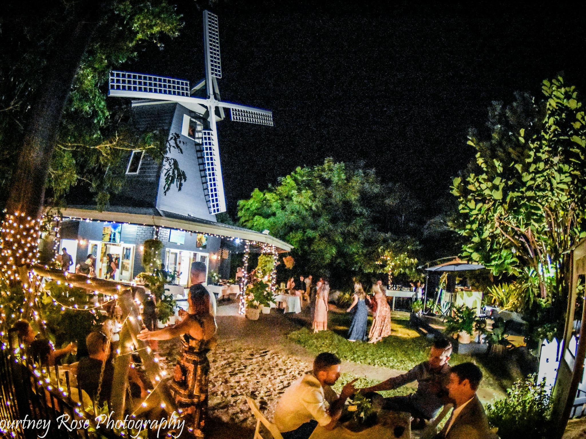 The Windmill lit up for an evening function The Windmill lit up for an evening function