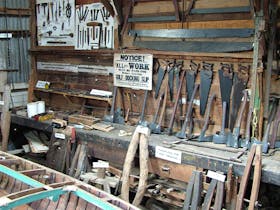 Axel's original tools and workbench in the original boat building workshop