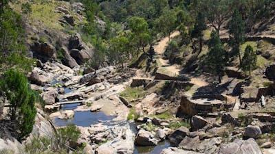 View of the Adelong Falls Gold Mill Ruins