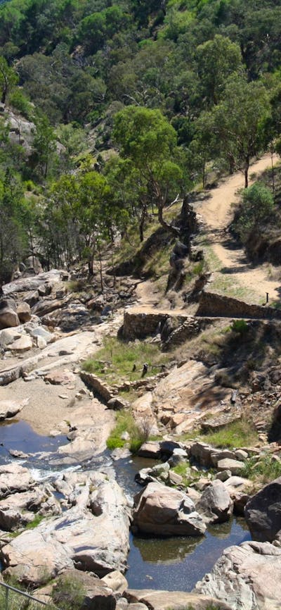View of the Adelong Falls Gold Mill Ruins