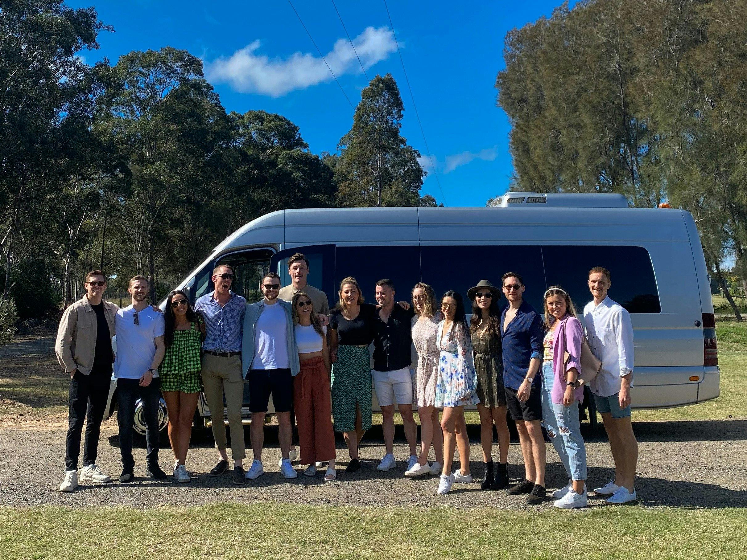 Group about to embark our new 15 seat tour bus