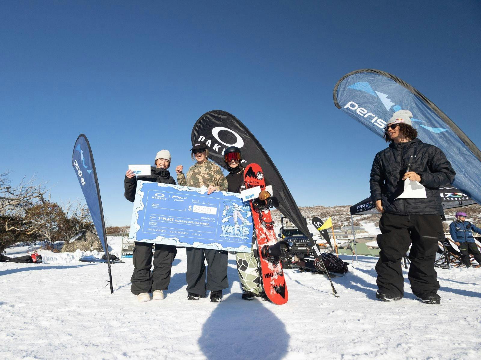 Prize winners at Val's Blue Steel Rail Jam 2025