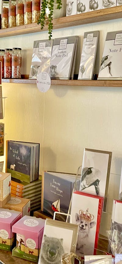 Gifts and items for sale at Merino Cafe