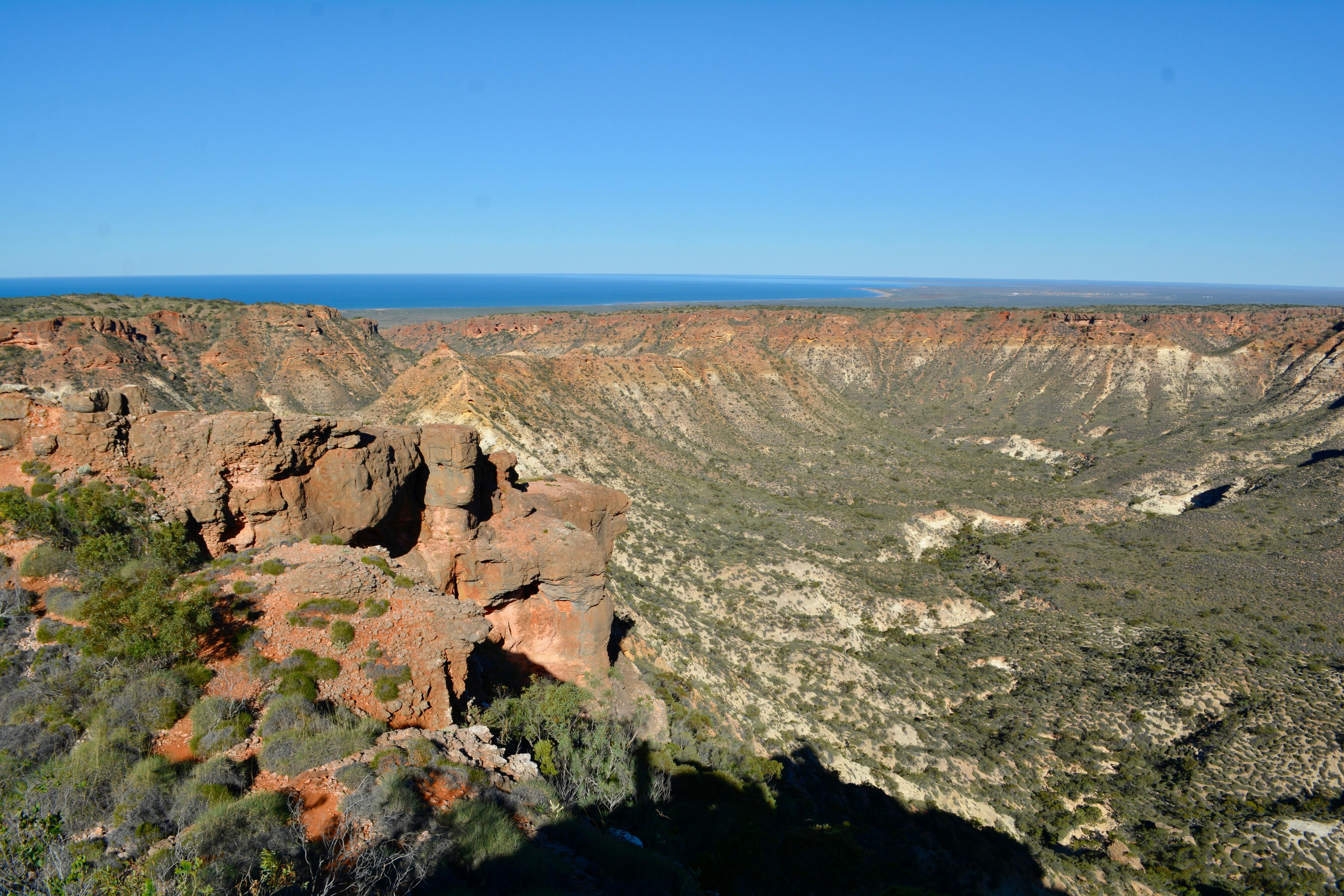 View over a canyon with Exmouth Gulf in the distance