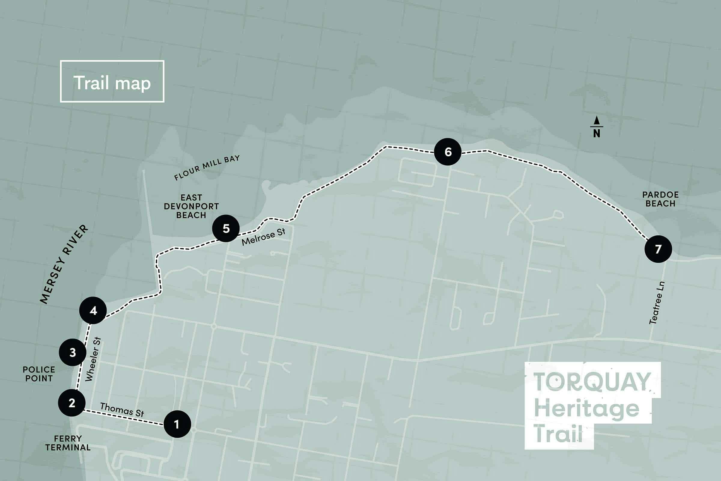 Trail Map showing the route for the Torquay Heritage Trail
