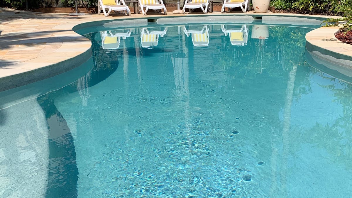 Heated outdoor pool for guest's use