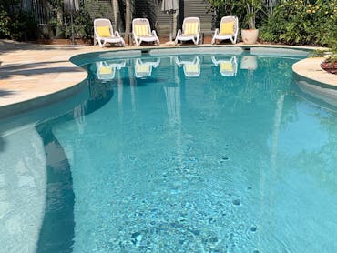 Heated outdoor pool for guest's use