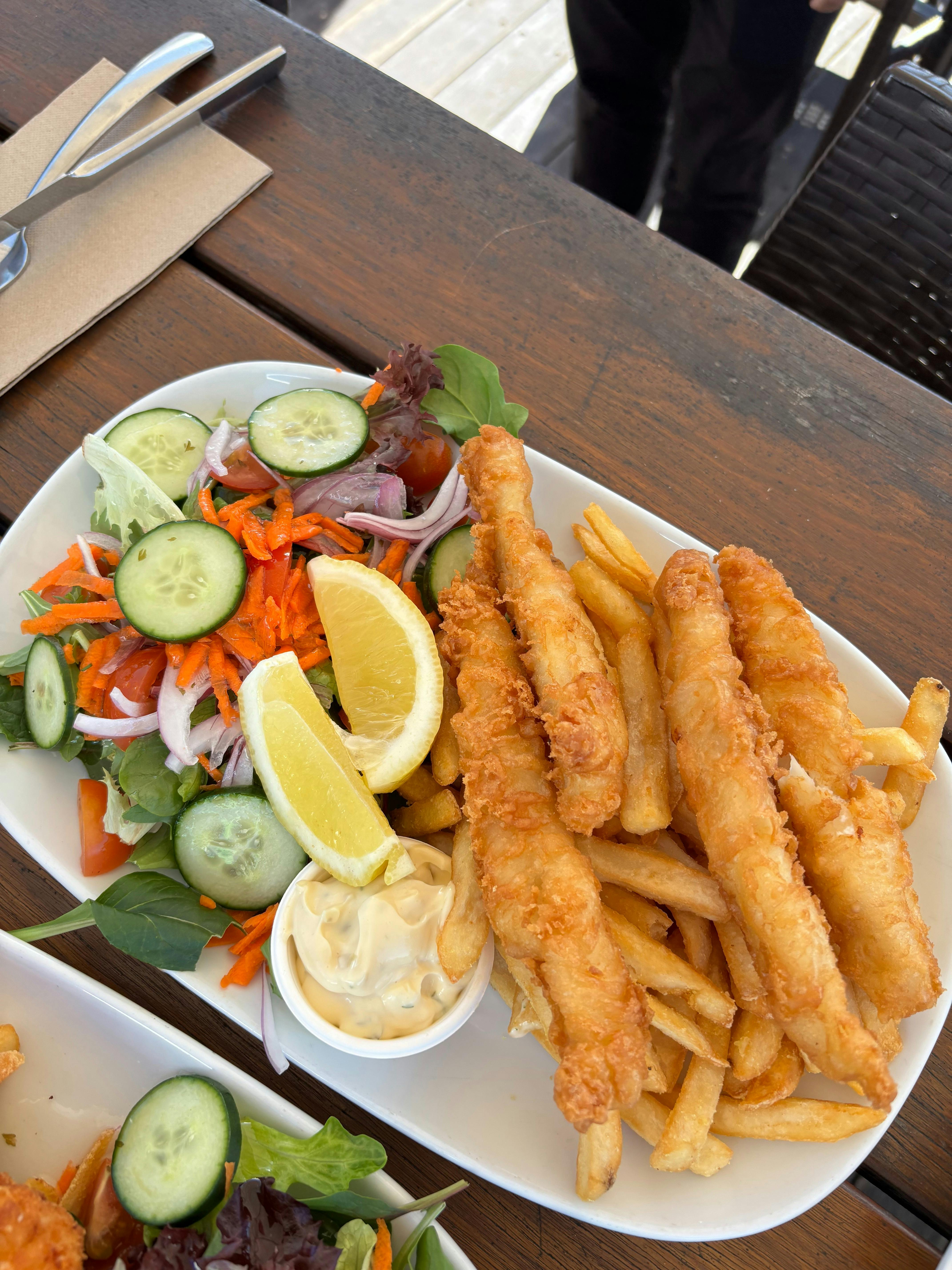 Delicious Fish, Chips & Salad