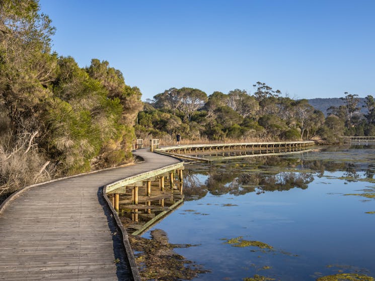 Lake Curalo Boardwalk, Eden, walks, boardwalk, lagoon, Sapphire Coast, South Coast, beach walks