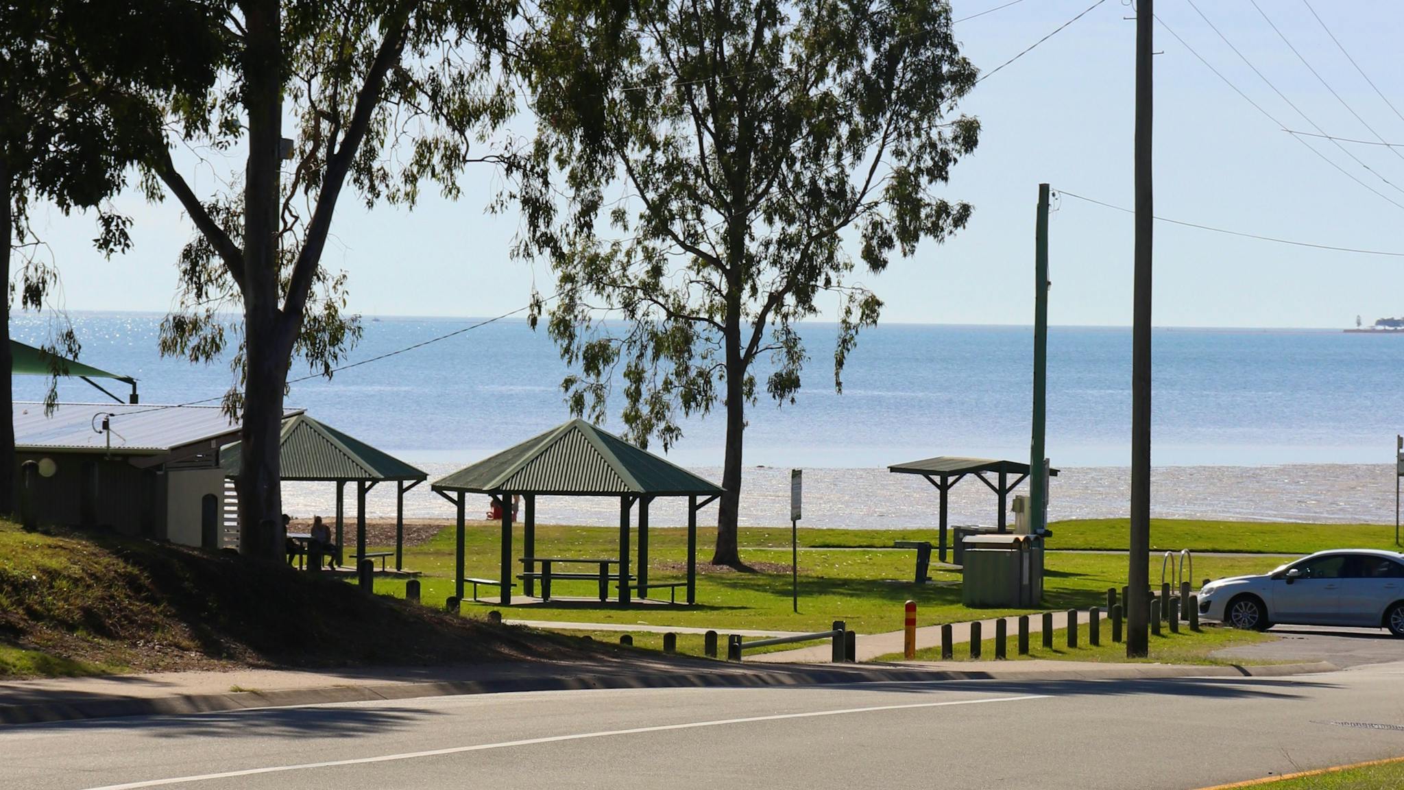 The bright blue southern bayside can be seen through the trees from the Pantry's verandah. The bright blue southern bayside can be seen through the trees from the Pantry's verandah.