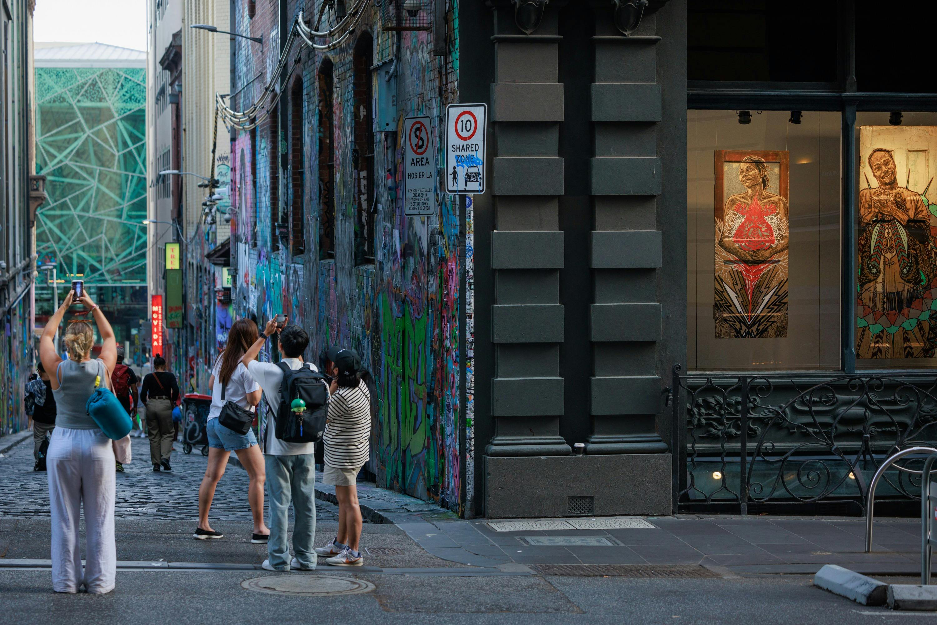 Street art gallery on the corner of Hosier Lane and Flinders Lane
