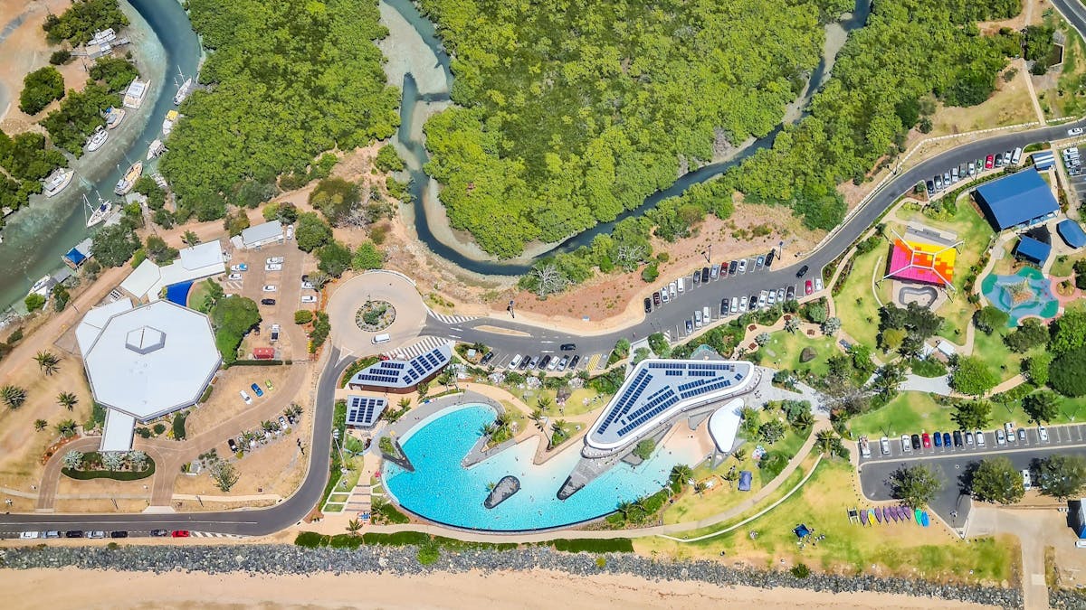 photo of lagoon pool at yeppoon taken from the helicopter