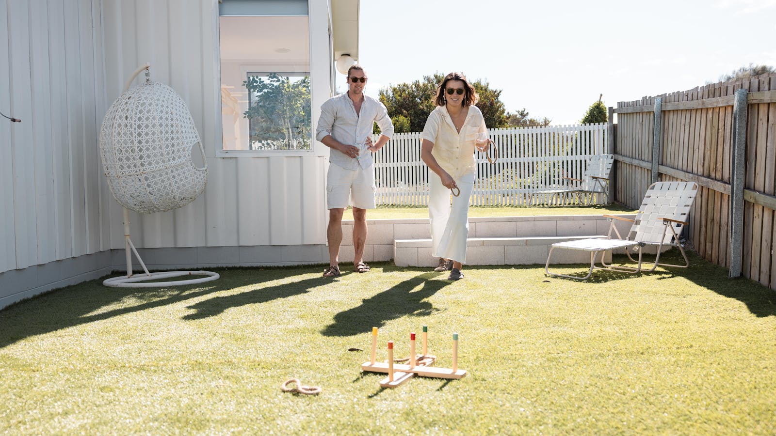 Enjoy outdoor games and relaxing moments with friends on the private lawn