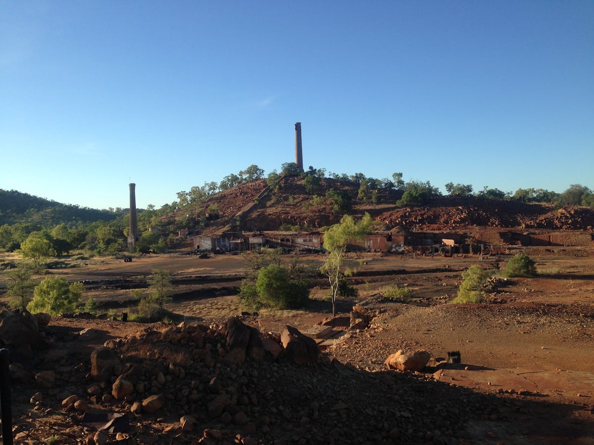 The blue skies of Chillagoe contrast the red earth