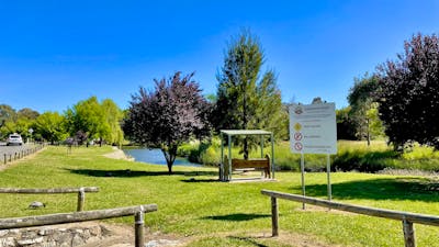 Open grassed area beside river