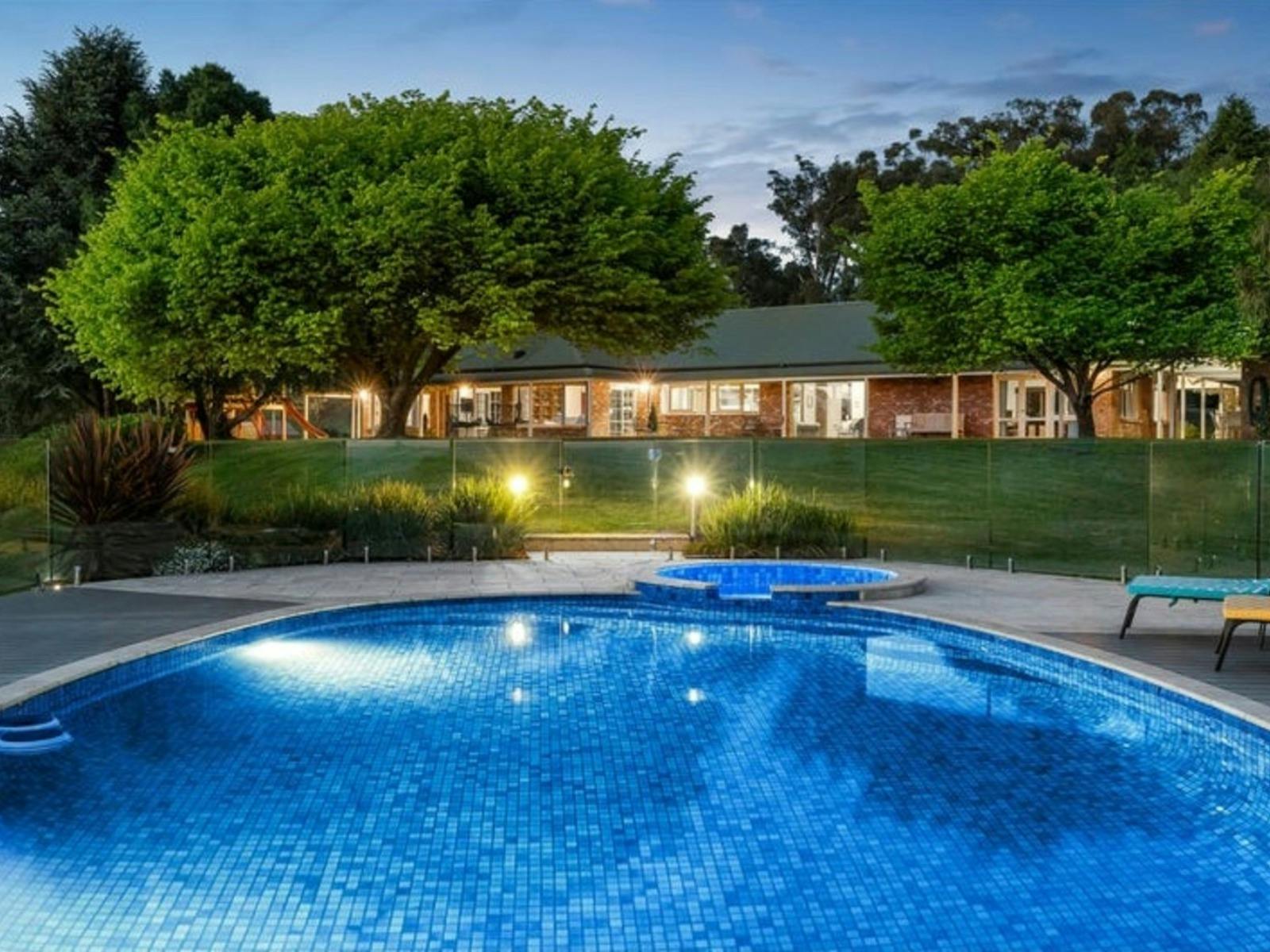 Farm stay with pool and country home at Sambar Ridge in Alexandra, Victoria.