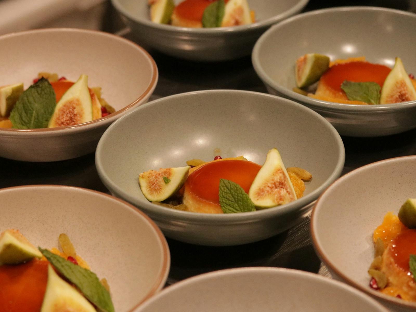 Orange Blossom Flan with local figs and dried fruits