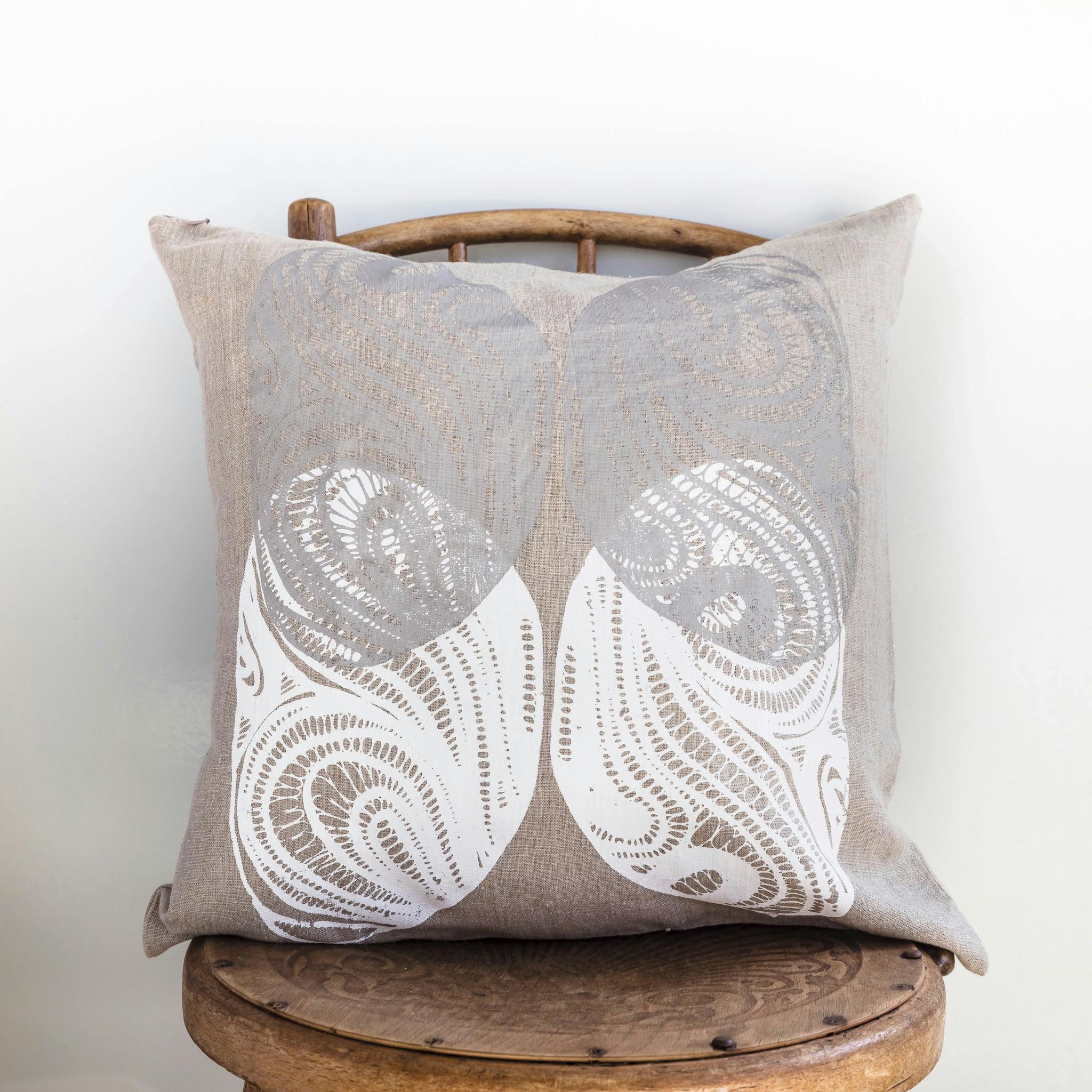 Kinyingarra handprinted linen cushion cover