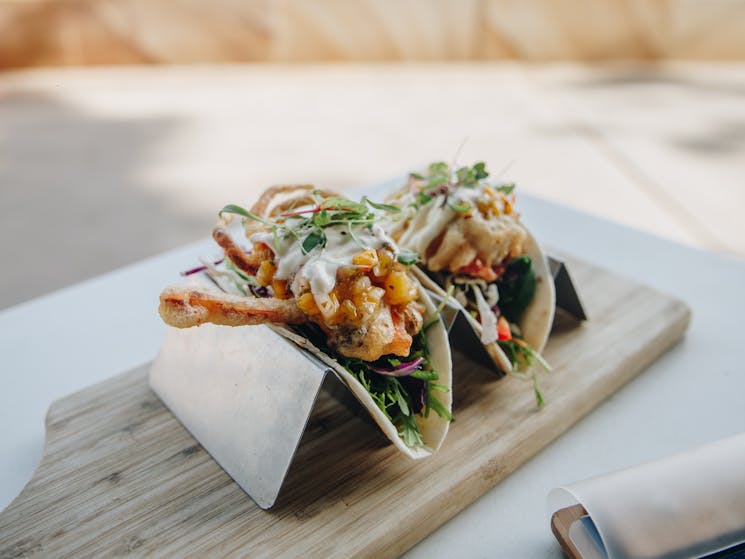 Soft Shell Crab Tacos at The Point Cafe Avoca Beach