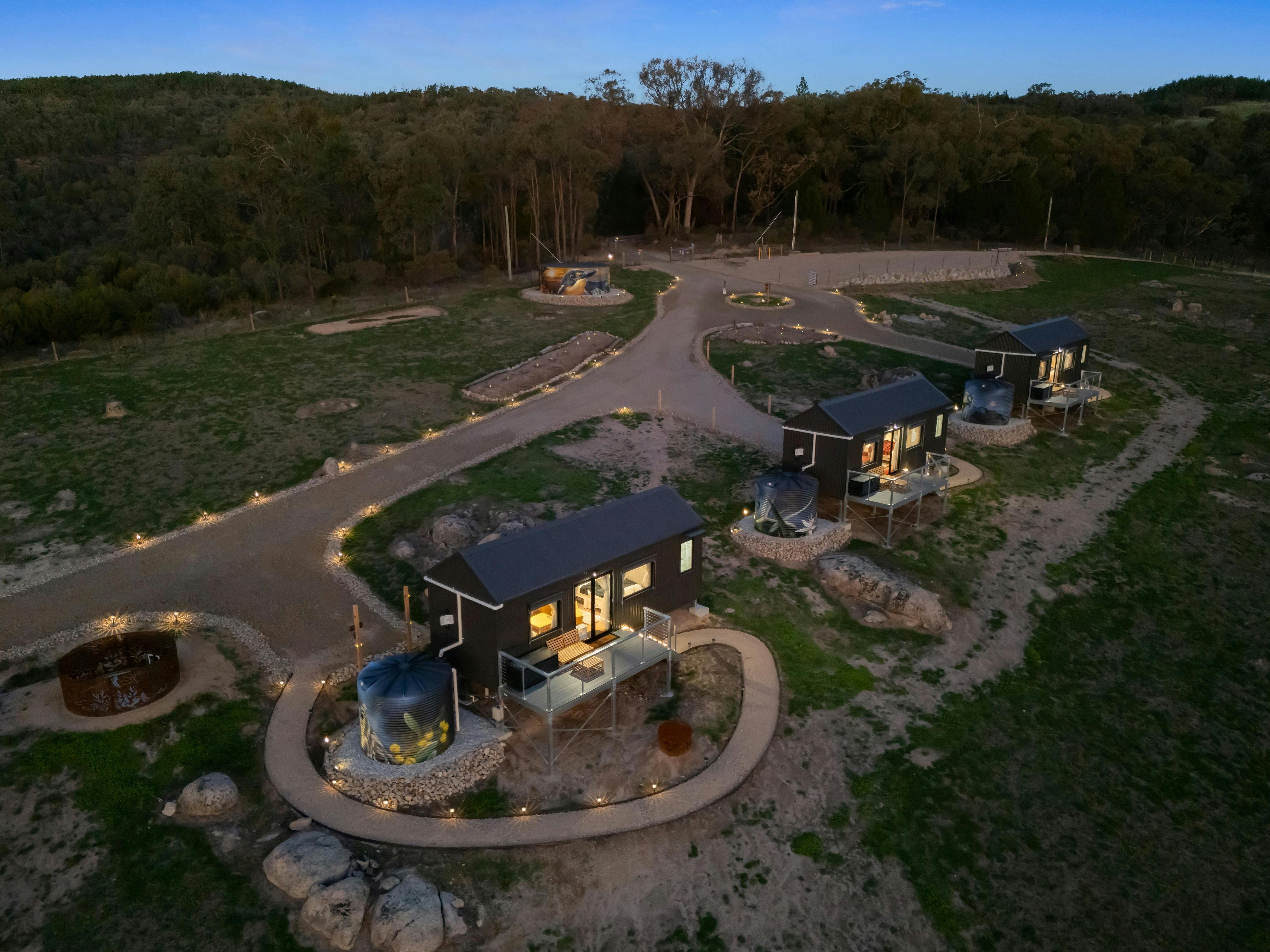 Drone image showing Anadlu from above at Dusk