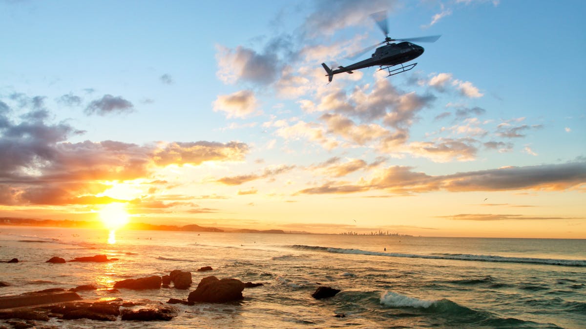 Sunset above the southern beaches of the Gold Coast
