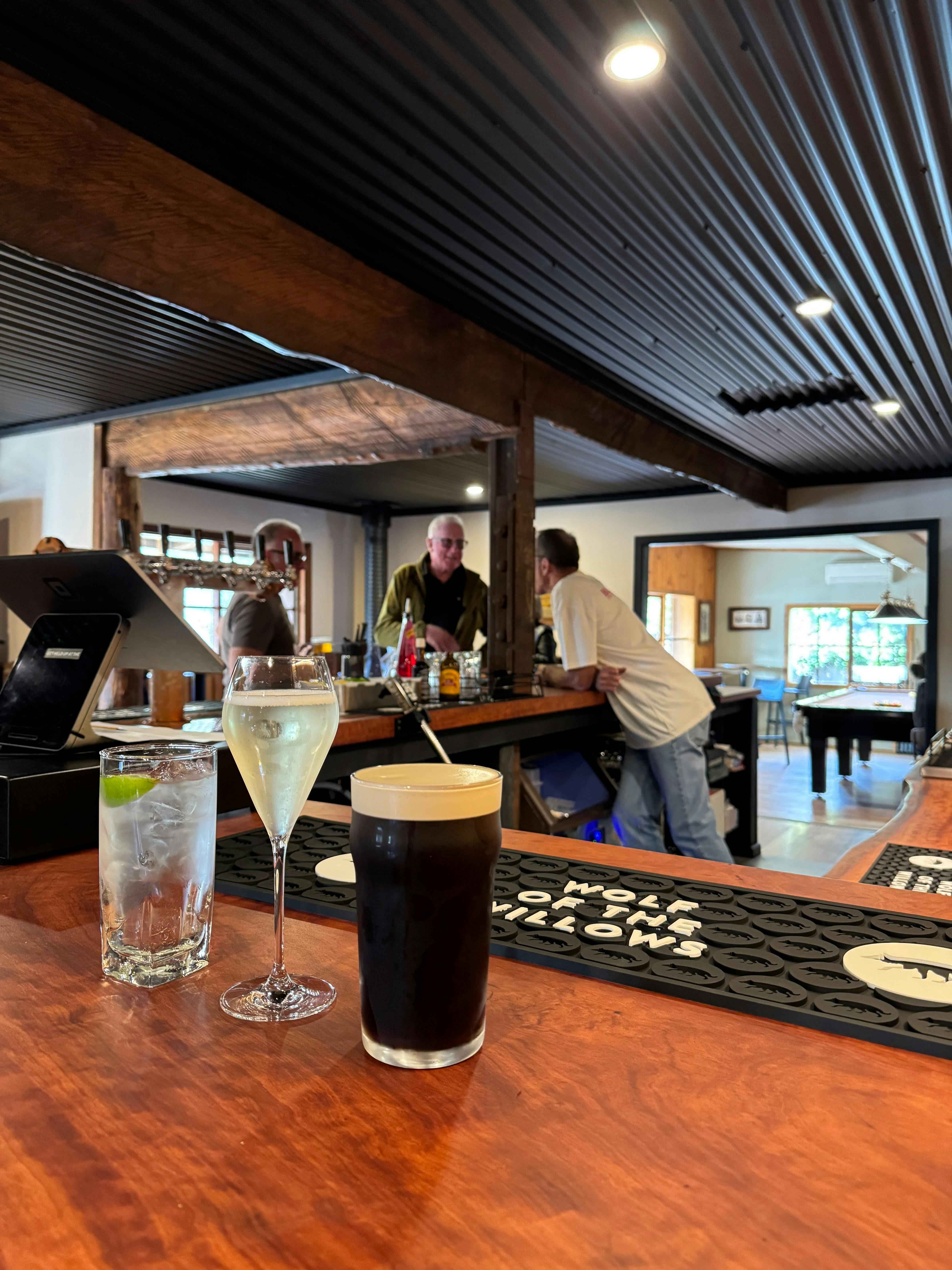 A selection of our beverage which includes Guinness, vodka lime & soda and Prosecco