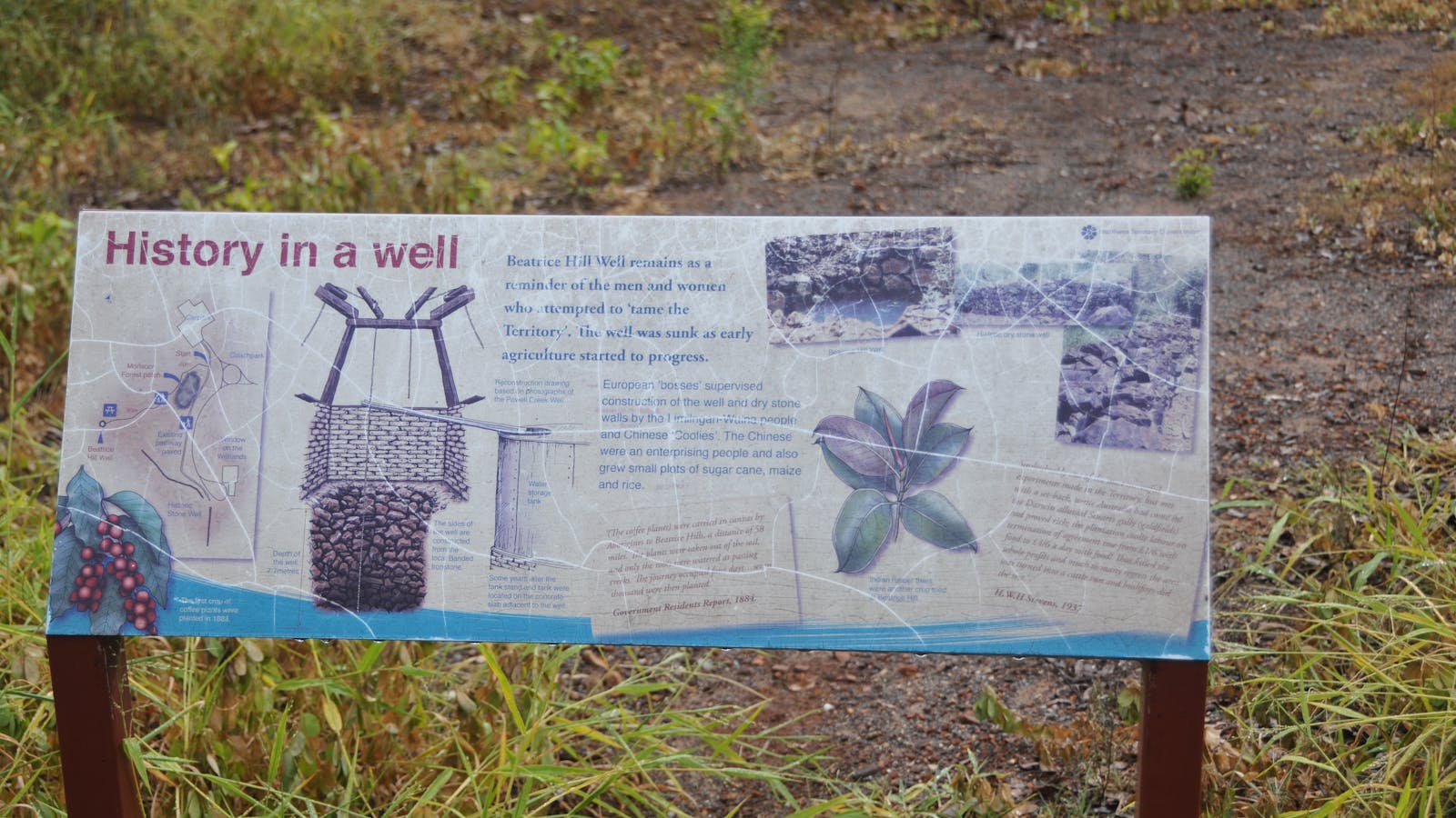 Interpretive signage at Beatrice Hill Well.