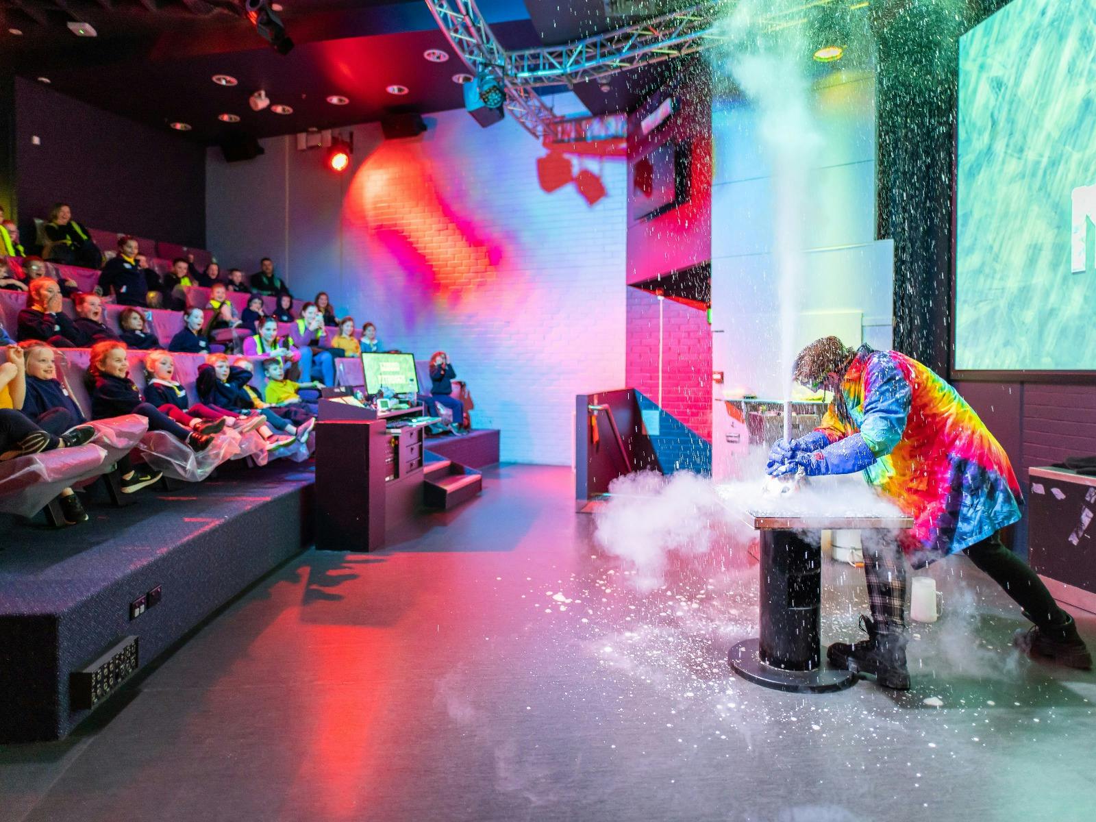 Young children attending a live Science Show at Questacon